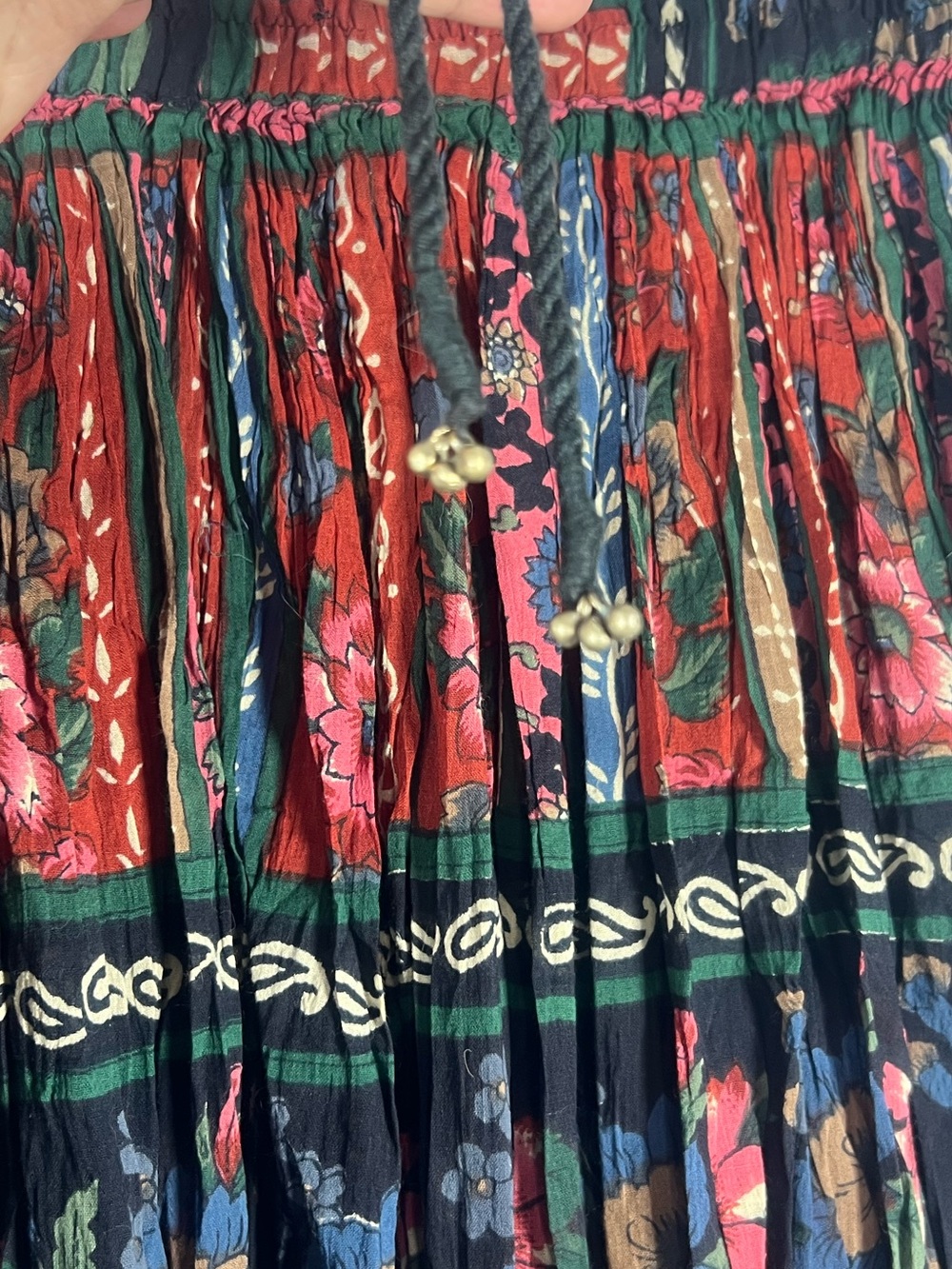 Backroad Blues Vintage Printed Skirt Drawstring Waist Cotton Size 10 - Picture 3 of 6